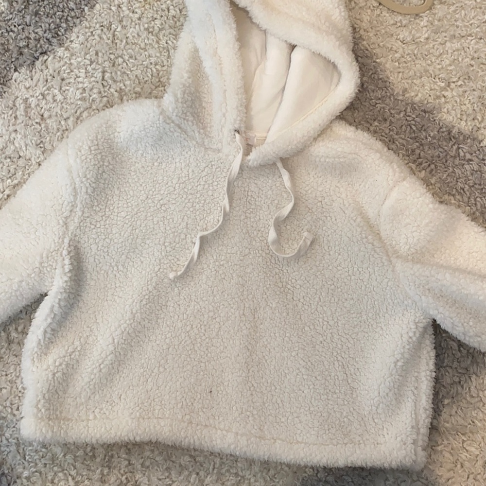 Fluffy white sweatshirt